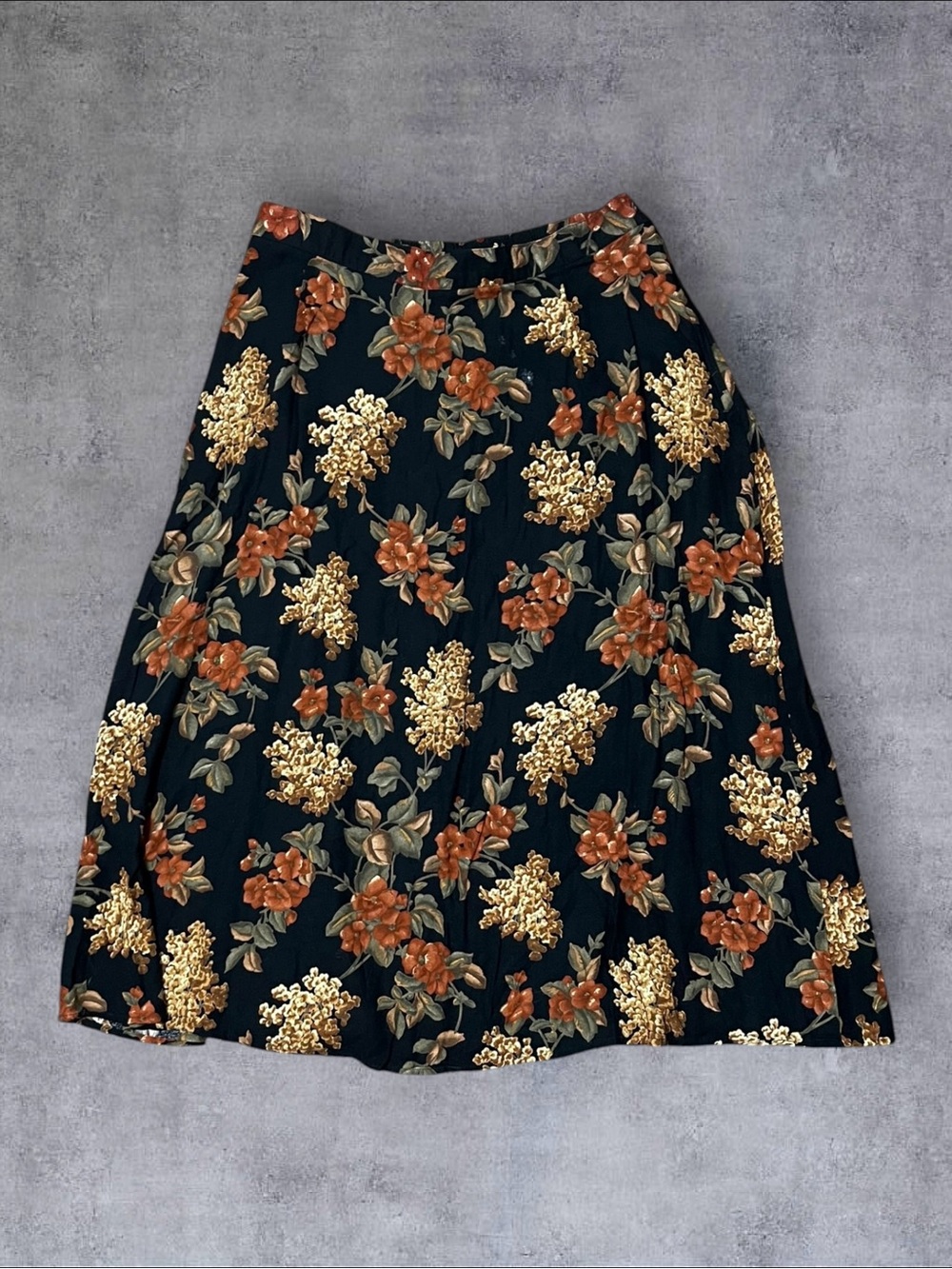 Vintage 2000s y2k Orange and Black Floral Designs Lane Bryant Maxi Skirt